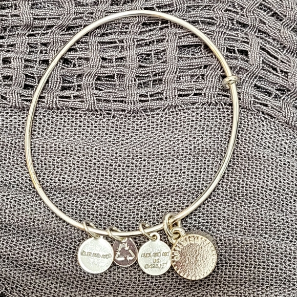 Alex & Ani bracelet, shiny sliver. Blue zircon stone. - Picture 2 of 6